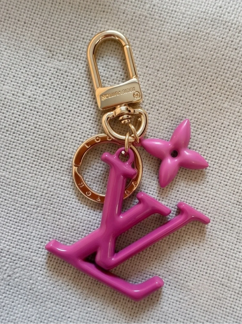 Keychain Unbranded Pink Logo Charm Keybag with Gold Hardware